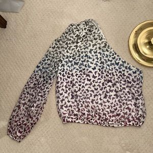 Cami NYC one shoulder top with butterflies